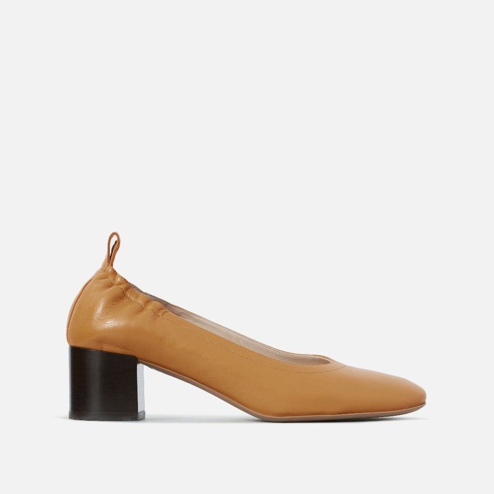 Everlane The Day Heel in Honey Stacked